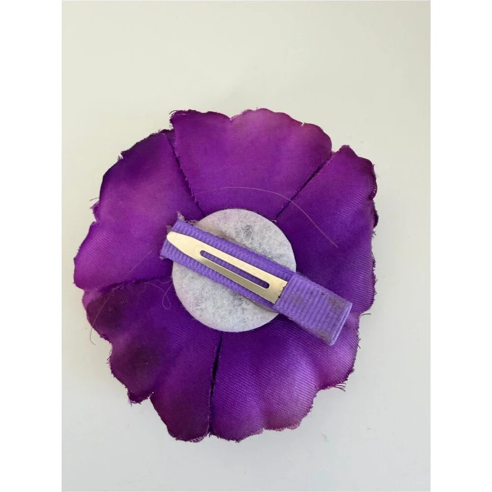 Purple Flower Hair Clip Rhinestone Center Large Floral Hair Accessory Boutique